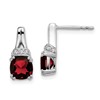 10k White Gold 6mm Cushion Garnet and Diamond Post Earrings