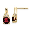 10k 6mm Cushion Garnet and Diamond Post Earrings