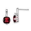 10k White Gold 6mm Cushion Garnet and Diamond Post Earrings