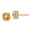 10k Cushion Citrine and Diamond Earrings