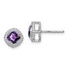 10k White Gold 5mm Cushion Amethyst Post Earrings