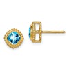10k 5mm Cushion Blue Topaz Post Earrings