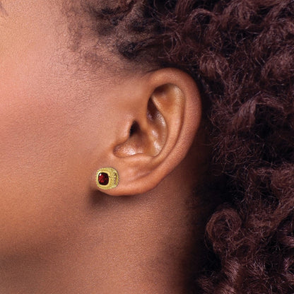 10k 5mm Cushion Garnet Post Earrings