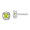 10k White Gold 5mm Cushion Peridot Post Earrings