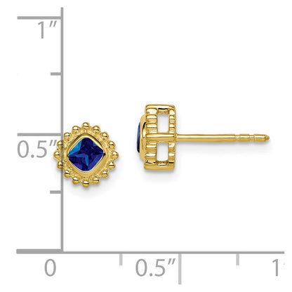 10k 3.4mm Cushion Sapphire Post  Earrings