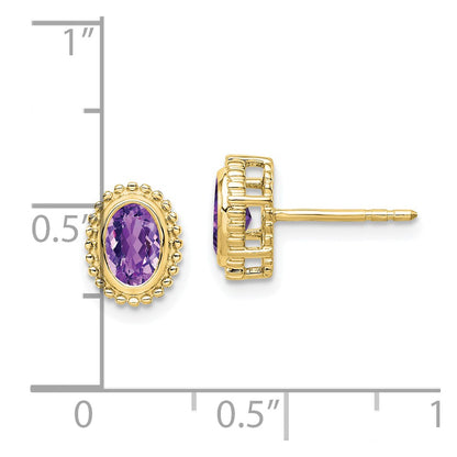 10k 6x4mm Oval Amethyst Post Earrings