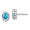 10k White Gold 6x4mm Oval Blue Topaz Post Earrings