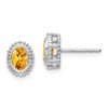 10k White Gold 6x4mm Oval Citrine Post Earrings