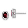 10k White Gold 6x4nn Oval Garnet Post Earrings