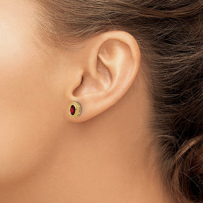 10k 6x4nn Oval Garnet Post Earrings