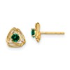 14k 3mm Round May/Lab Created Emerald Triangle Post Earrings