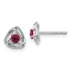 14k White Gold 3mm Round July/Lab Created Ruby Triangle Post Earrings