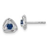 14k White Gold 3mm Round September/Lab Created Sapphire Triangle Post Earrings