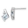 10k White Gold 4mm Cushion March/ Aquamarine and Diamond Post Earrings