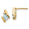 10k 4mm Cushion March/ Aquamarine and Diamond Post Earrings