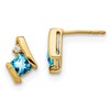 10k 4mm Cushion December/ Blue Topaz and Diamond Post Earrings