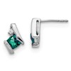 10k White Gold 4mm Cushion June/ Lab-Created Alexandrite and Diamond Post Earrings