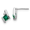 10k White Gold 4mm Cushion May/ Lab-Created Emerald and Diamond Post Earrings