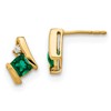 10k 4mm Cushion May/ Lab-Created Emerald and Diamond Post Earrings