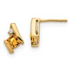 10k 4mm Cushion November/ Citrine and Diamond Post Earrings