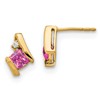 10k 4mm Cushion October/ Lab-Created Pink Sapphire and Diamond Post Earrings