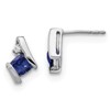 10k White Gold 4mm Cushion September/ Lab-Created Sapphire and Diamond Post Earrings