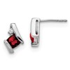 10k White Gold 4mm Cushion January/ Garnet and Diamond Post Earrings