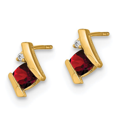 10k 4mm Cushion January/ Garnet and Diamond Post Earrings