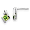 10k White Gold 4mm Cushion August/ Peridot and Diamond Post Earrings
