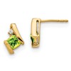 10k 4mm Cushion August/ Peridot and Diamond Post Earrings