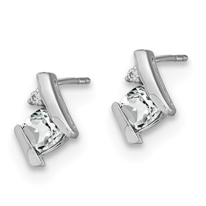 Sterling Silver Antique Cushion White Topaz and Diamond Earrings