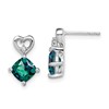 14k White Gold 6mm Cushion June/Lab Created Alexandrite and Diamond Heart Post Earrings
