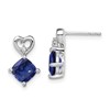 14k White Gold 6mm Cushion September/Lab Created Sapphire and Diamond Heart Post Earrings