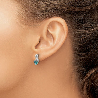 Sterling Silver Rhodium-plated Created Alexandrite/Diamond Earrings
