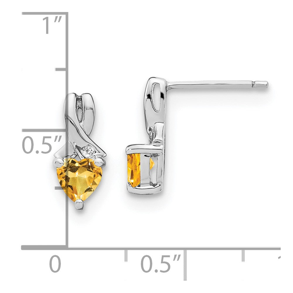 Sterling Silver Rhodium-plated Citrine and Diamond Earrings