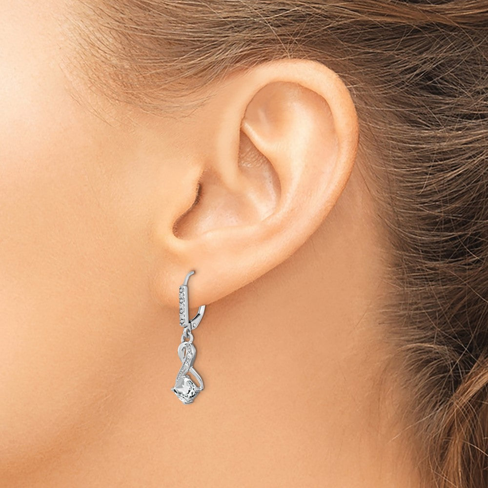 Sterling Silver Rhodium-plated White Topaz and Diamond Earrings
