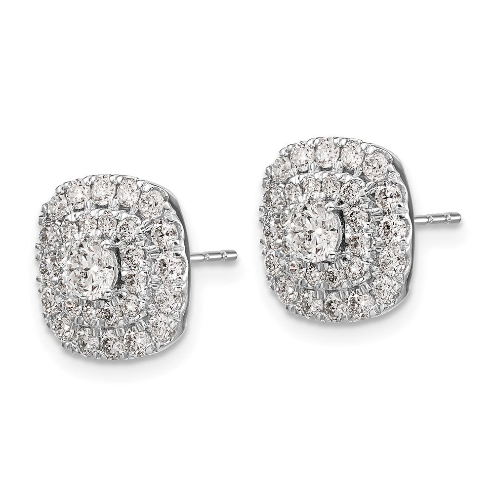 14k White Gold 1 1/2 carat Lab Grown Diamond VS/SI+ G+ Double Halo Post Earrings