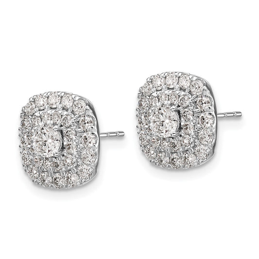 14k White Gold 1 1/2 carat Lab Grown Diamond VS/SI+ G+ Double Halo Post Earrings