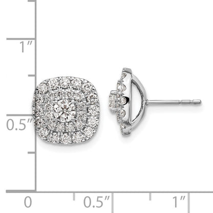 14k White Gold 1 1/2 carat Lab Grown Diamond VS/SI+ G+ Double Halo Post Earrings