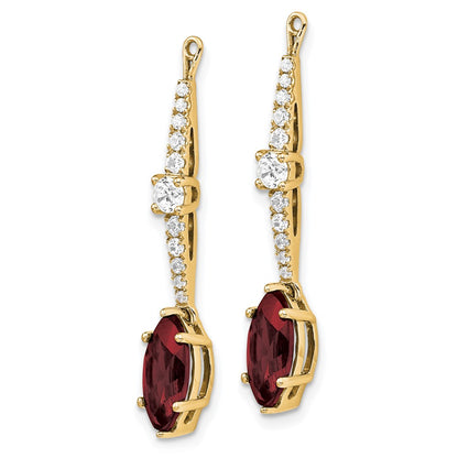 14k 1/2 carat Lab Grown Diamond VS/SI+ G+ and Lab Created Ruby Earring Jackets