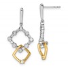 14k Two-tone 3/8 carat Lab Grown Diamond VS/SI+ G+ Fancy Square Drop Post Dangle Earrings