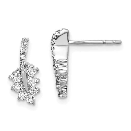 14k White Gold 3/8 carat Lab Grown Diamond VS/SI+ G+ Complete Leaf Post Earrings