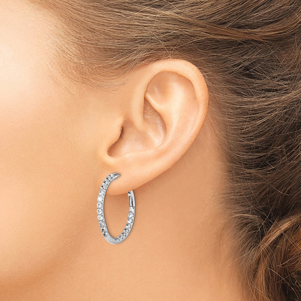 14k White Gold 2 carat Lab Grown Diamond VS/SI+ G+ Complete In and Out Hoop Earrings