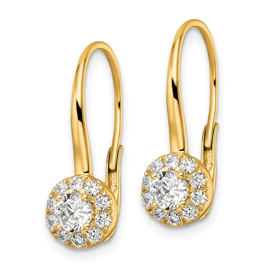 14k 1ct.  Lab Grown Diamond VS/SI+ G+ Complete Drop Leverback Earrings