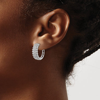 14k White Gold 1 1/2 carat Lab Grown Diamond VS/SI+ G+ Complete Hinged Hoop Earrings