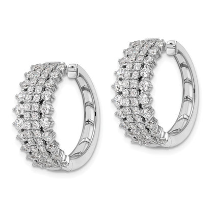 14k White Gold 2 1/2 carat Lab Grown Diamond VS/SI+ G+ Complete Hinged Hoop Earrings