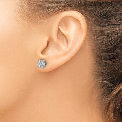 14k White Gold 1/2 carat Lab Grown Diamond VS/SI+ G+ Complete Floral Post Earrings