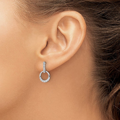 14k White Gold 3/8 carat Lab Grown Diamond VS/SI+ G+ Complete Dangle Circle Post Earrings
