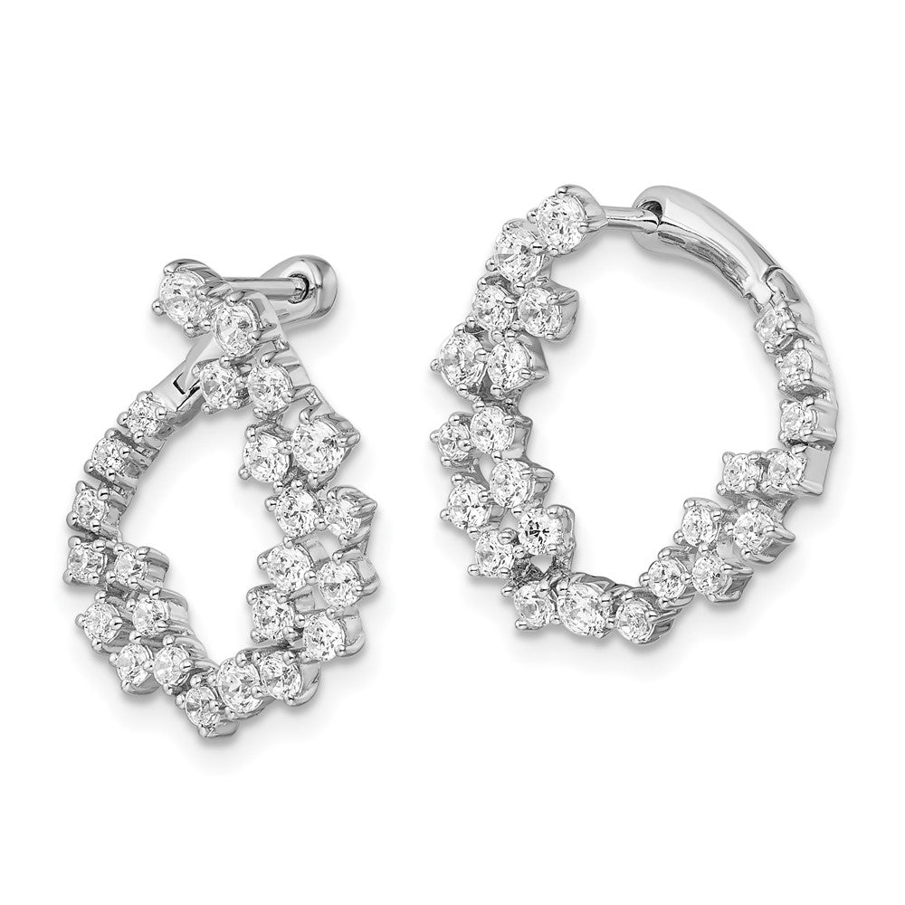 True Origin 14K White Gold 1 1/2 carat Lab Grown Diamond VS+ F+ Hoop Complete Earrings