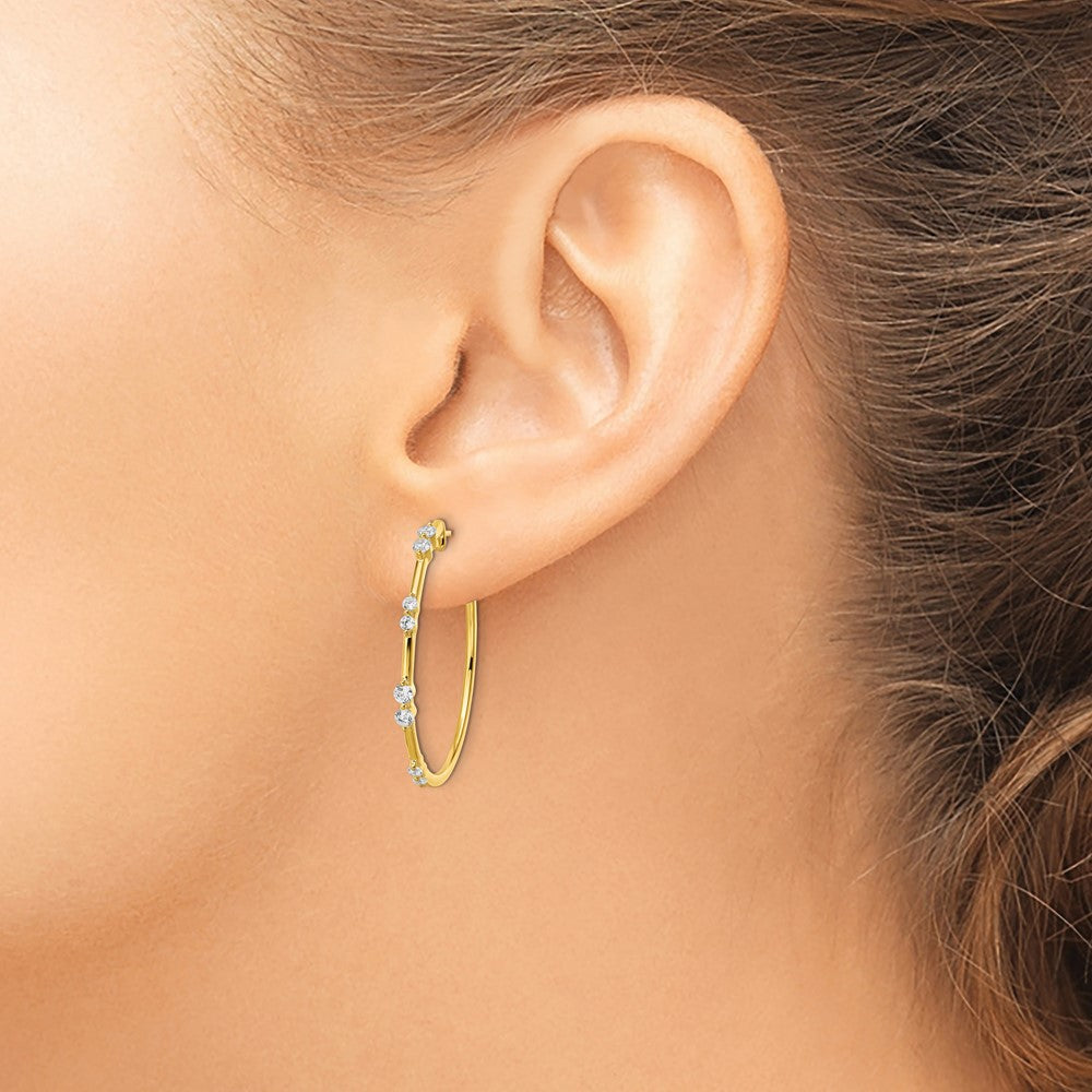 True Origin 14K Yellow Gold 5/8 carat Lab Grown Diamond VS+ F+ Post Hoop Complete Earrings